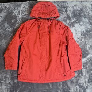 L.L. Bean Women's Long Sleeve Fleece Lined Rain Coat Size Petite X-Large Orange